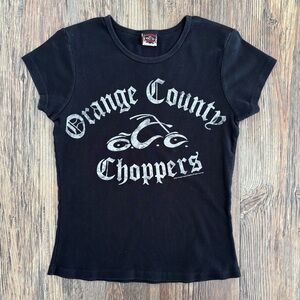 Y2K Orange County Choppers Black S/S Tee Shirt Womens XL Old School New Rules NY